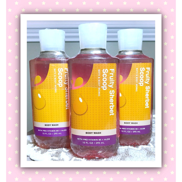 Bath & Body Works FRUITY SHERBET SCOOP 10oz Shower Gel Body Wash x3 Vitamin B5